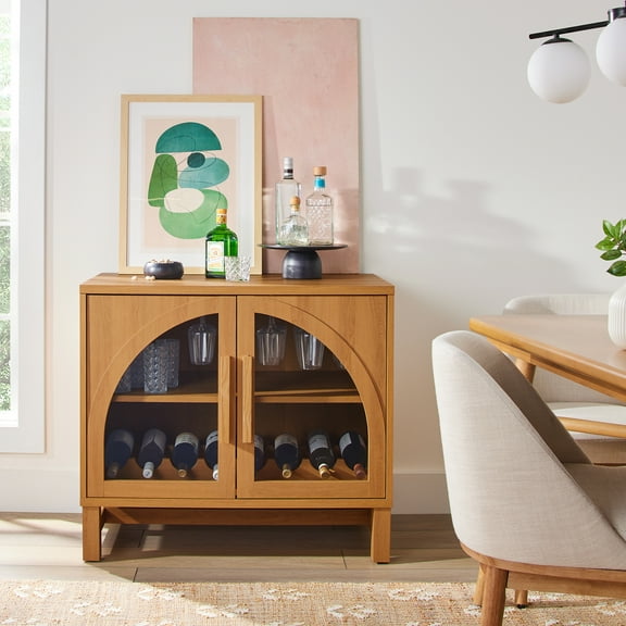 Better Homes & Gardens Juliet Arch Door Kitchen Console, Light Honey Finish