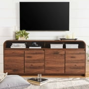Better Homes & Gardens Juliet Curved TV Stand for TVs up to 75 in, Walnut Finish