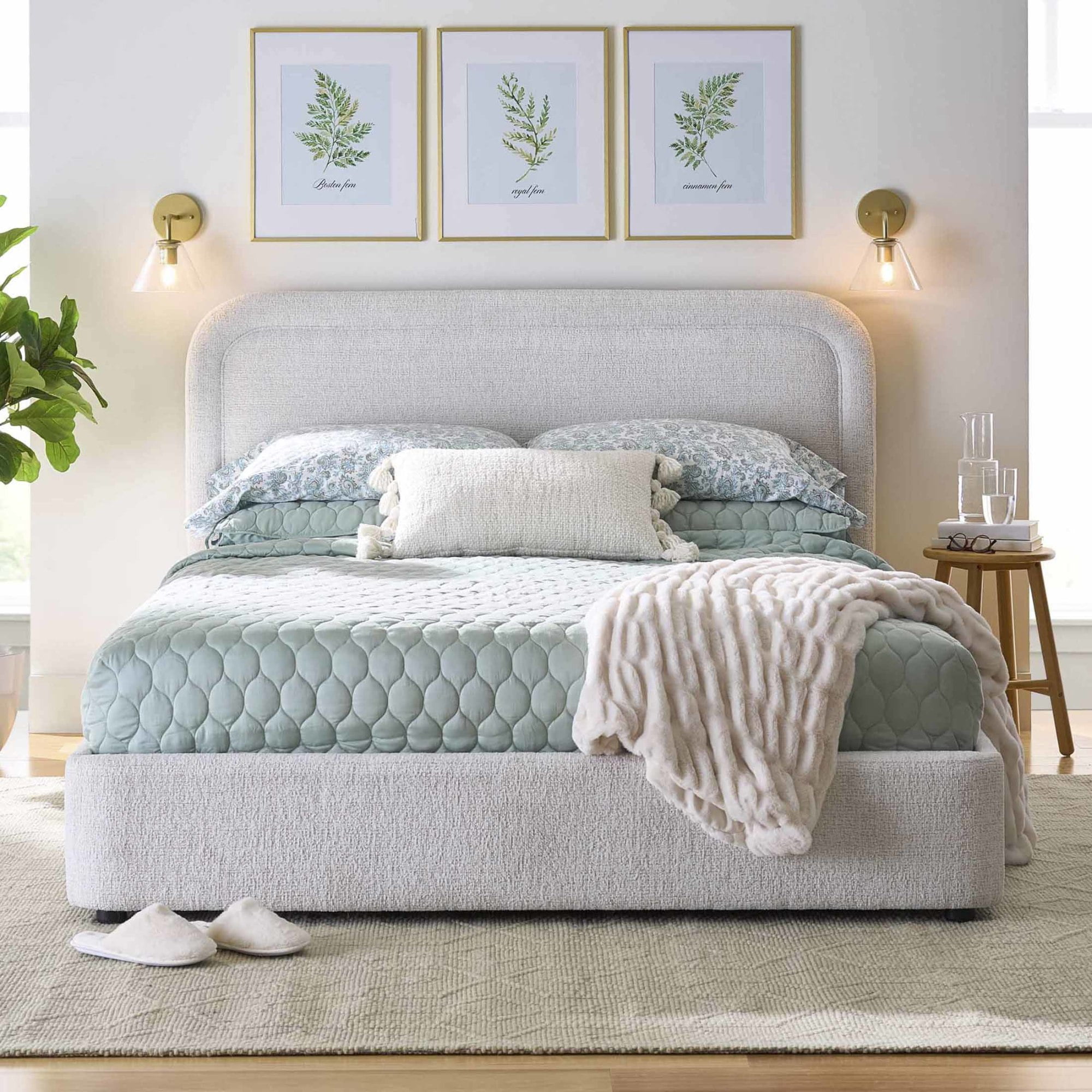 Better Homes & Gardens Juliet King Boucle Platform Bed, Ivory - Walmart.com