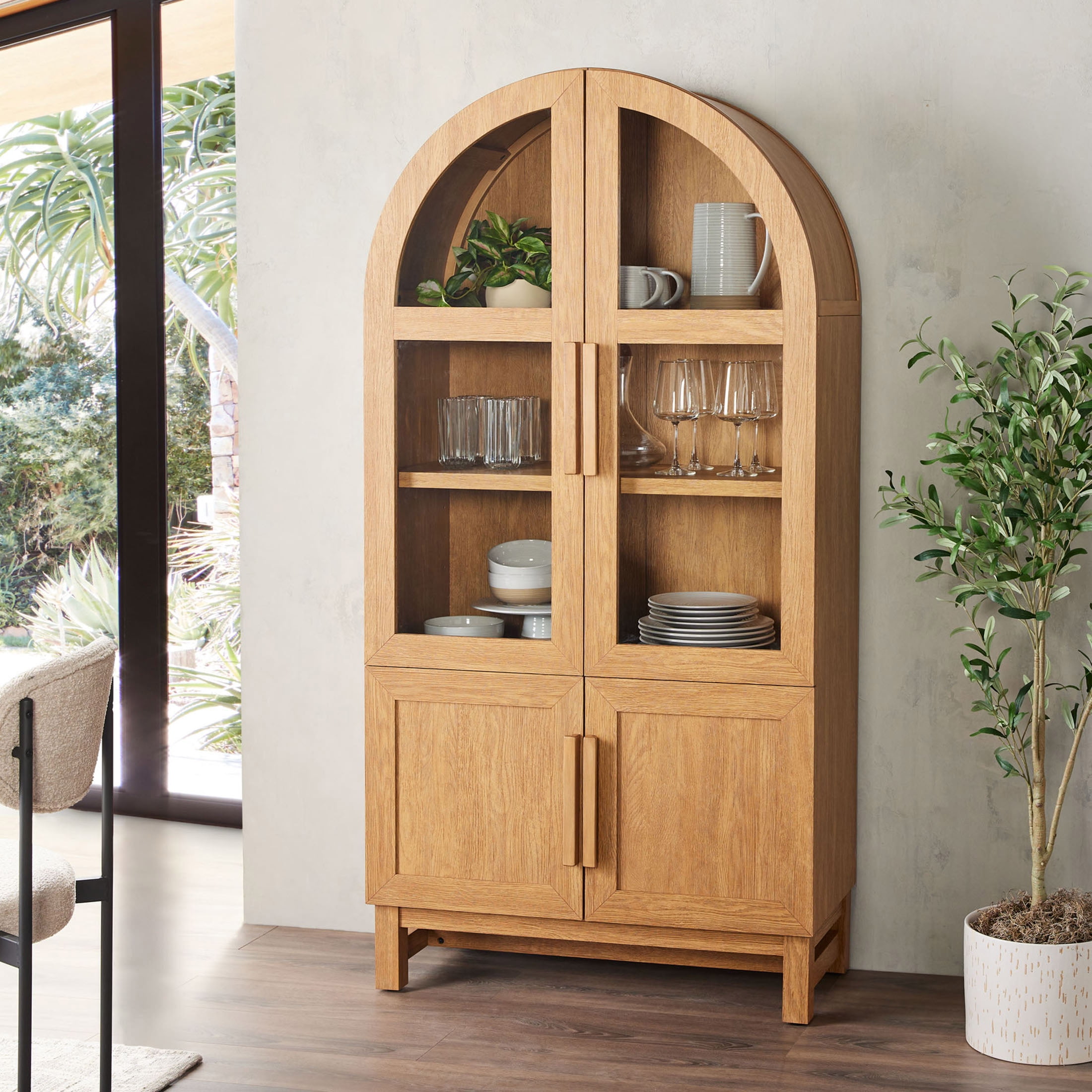 Better Homes & Gardens Juliet Kitchen Rounded Arch Cabinet, Light Honey - Walmart.com