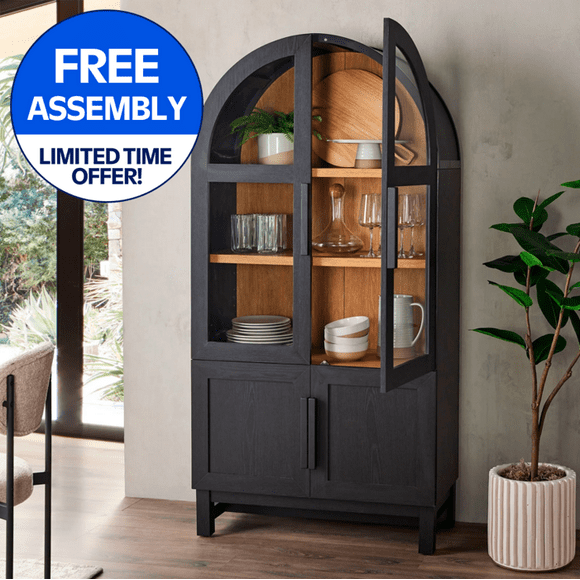 Better Homes & Gardens Juliet Kitchen Rounded Arch Cabinet, Rich Black