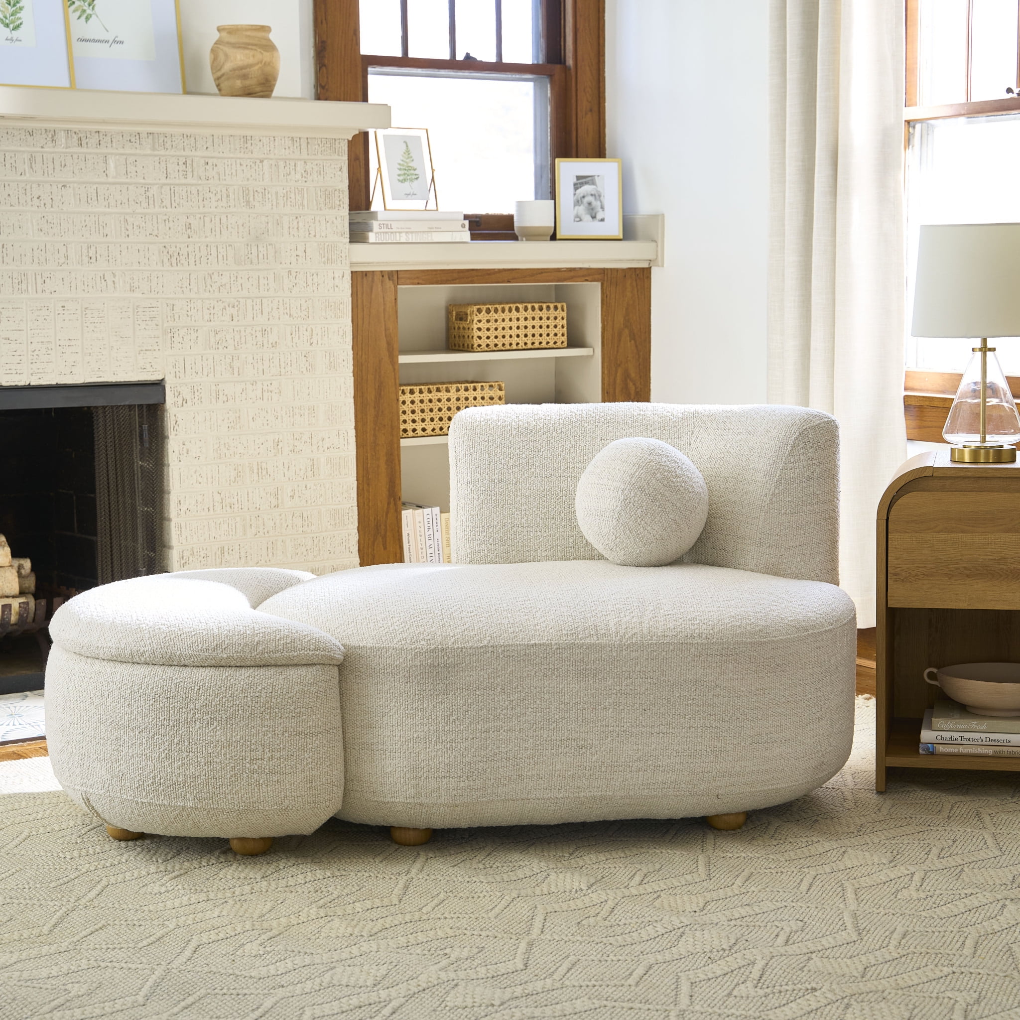 Better Homes & Gardens Juliet Modern Boucle Chaise & Ottoman