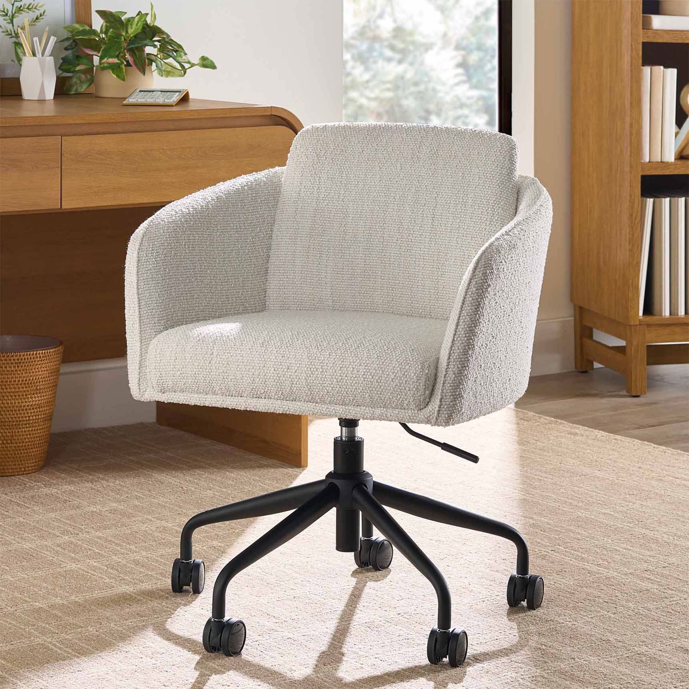 Better Homes Gardens Juliet Office Chair Ivory Boucle and Matte Black