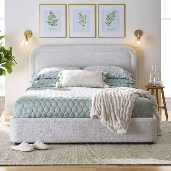 Better Homes & Gardens Juliet Queen Boucle Platform Bed, Ivory