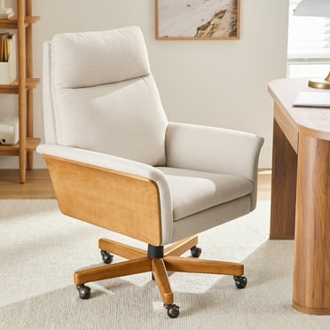 Better Homes & Gardens Juliet Tall Back Office Chair, Cream and Light Honey Finish