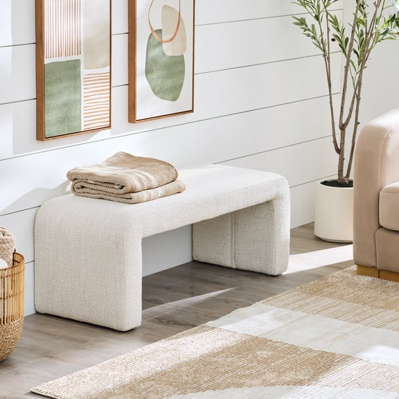 Better Homes & Gardens Juliet Velvet Waterfall Bench, Ivory