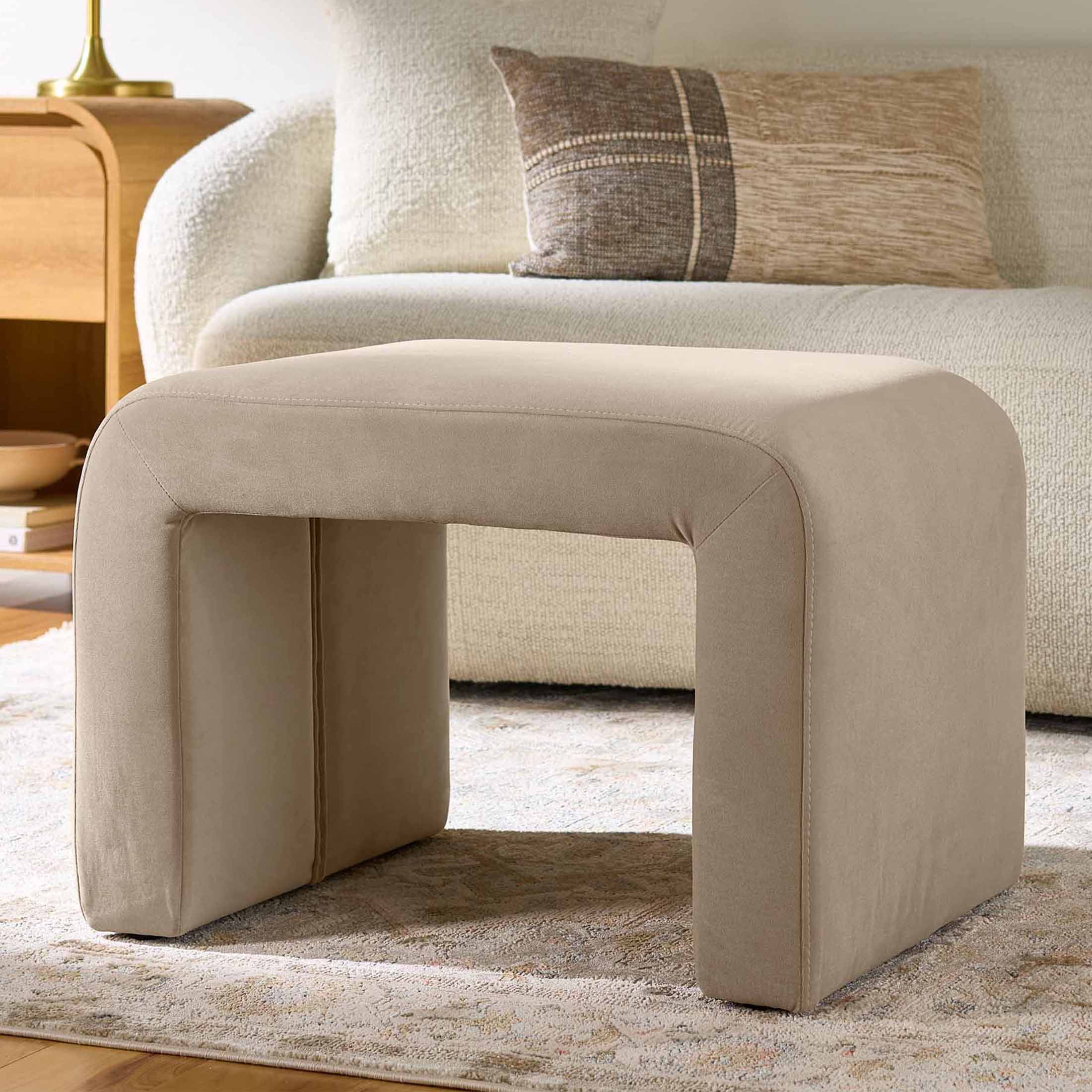 Better Homes & Gardens Lillian Velvet Tufted Ottoman, Rose Better Homes & Gardens Lillian Velvet Tufted Ottoman, Rose