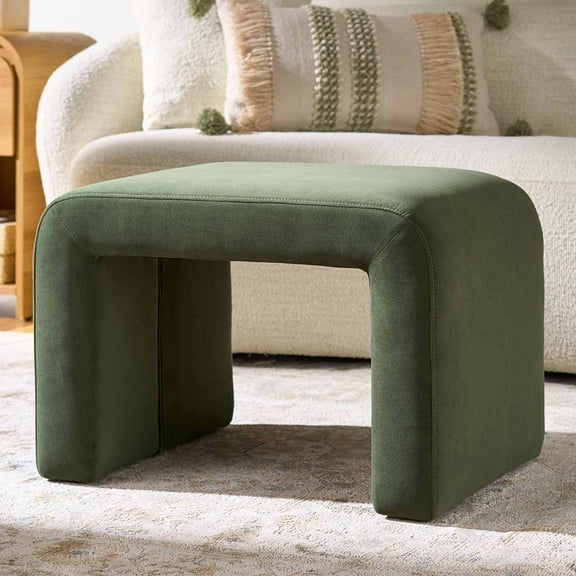 Better Homes & Gardens Juliet Velvet Waterfall Ottoman, Olive