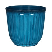 Better Homes & Gardens Kamala Round Recycled Resin Planter, Aqua, 10.7 in x 10.7 in x 9.7 in