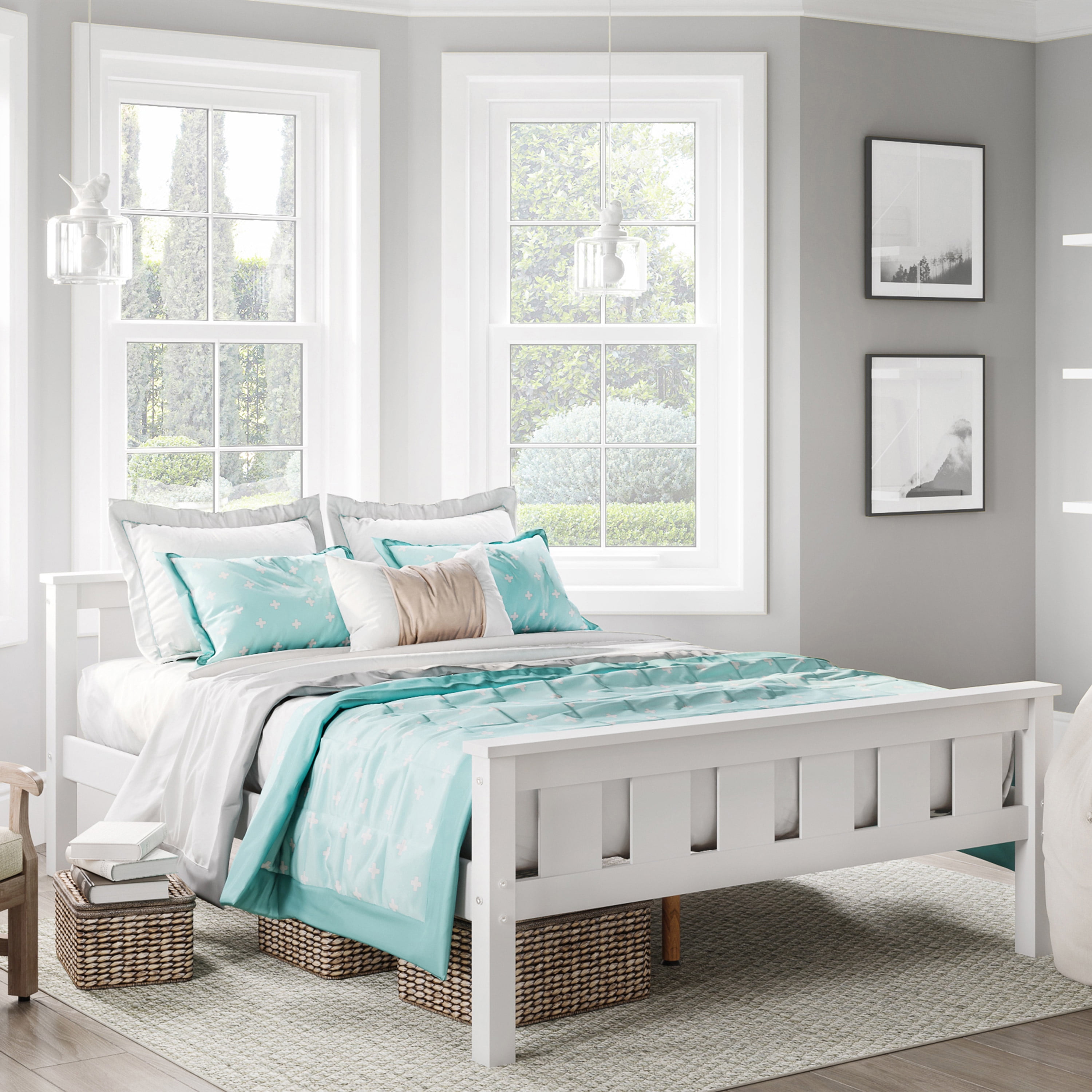 Better Homes Gardens Kane Wooden Platform Bed Full Size White