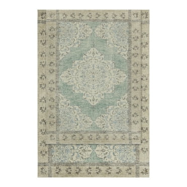 Better Homes & Gardens Kaston Medallion 2 Piece Bath Rug Set, Green River, 17" x 24" & 20" x 30"