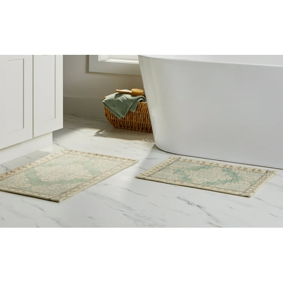 Better Homes & Gardens Kaston Medallion Bath Rug Set, Green River, 2 Piece