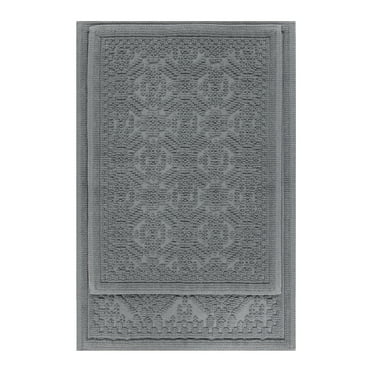 Better Homes & Gardens Katti Lattice 2 Piece Bath Rug Set, Gray Flannel, 17" x 24" & 20" x 30"