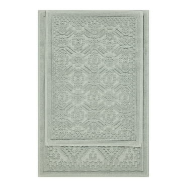 Better Homes & Gardens Katti Lattice 2 Piece Bath Rug Set, Green River, 17" x 24" & 20" x 30"