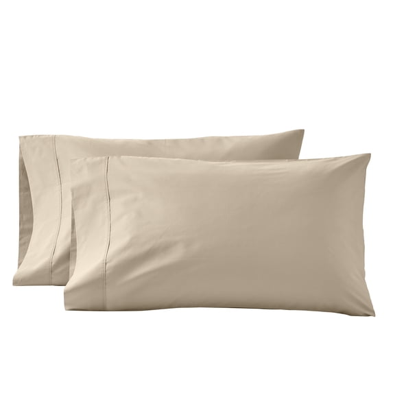 Better Homes & Gardens King Pillowcases, 2-Piece, 300 Thread Count Cotton Percale, Almond Biscuit