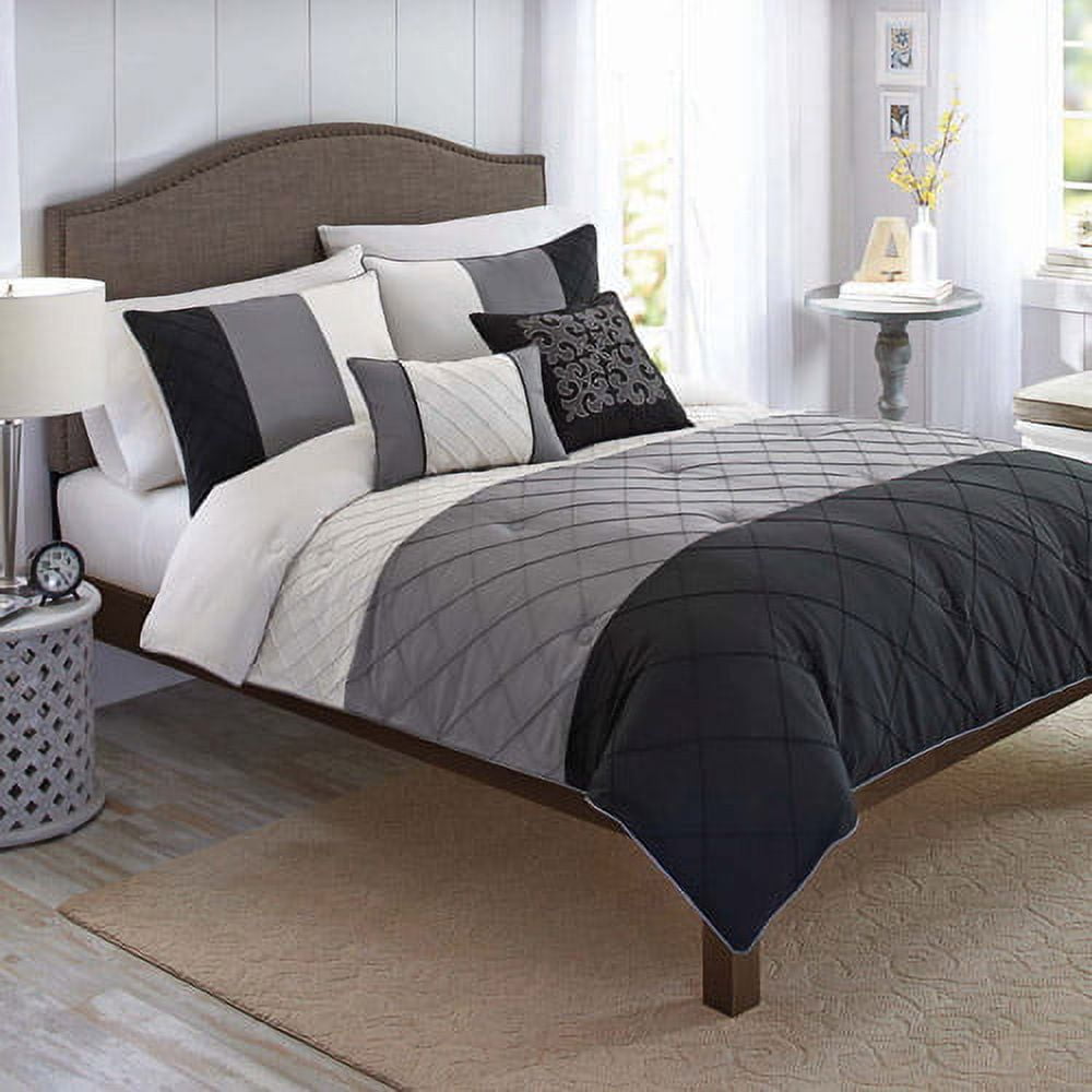 Better Homes & Gardens King Pintuck Banded Onyx Comforter Set, 5 Piece