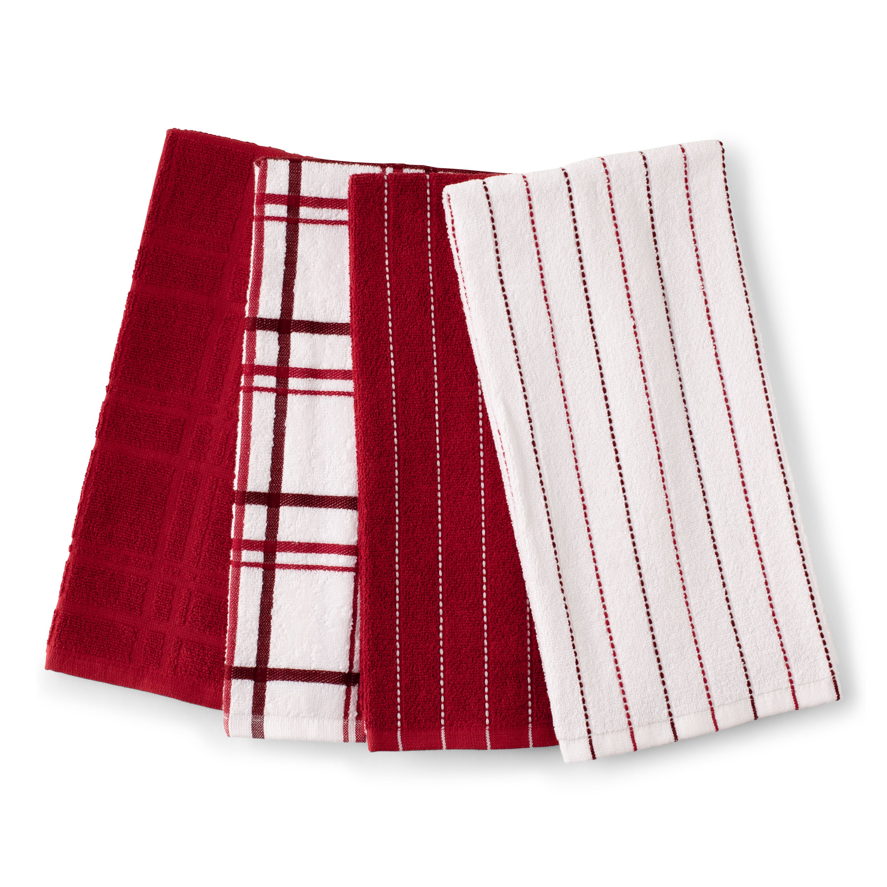 Better Homes & Gardens Kitchen Towel Set, Red, 4 Count - image 1 of 6