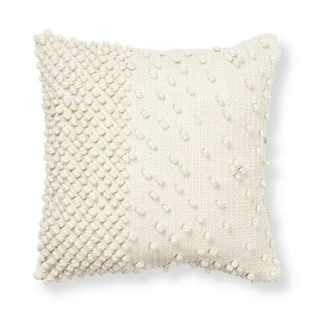 Better Homes & Gardens Knots Pillow, 21" x 21" inch Square, Off White
