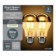 Better Homes & Gardens LED Gold Dipped Vintage LED Soft White Light Bulb, 40W, Dim, E26, 2 Pack