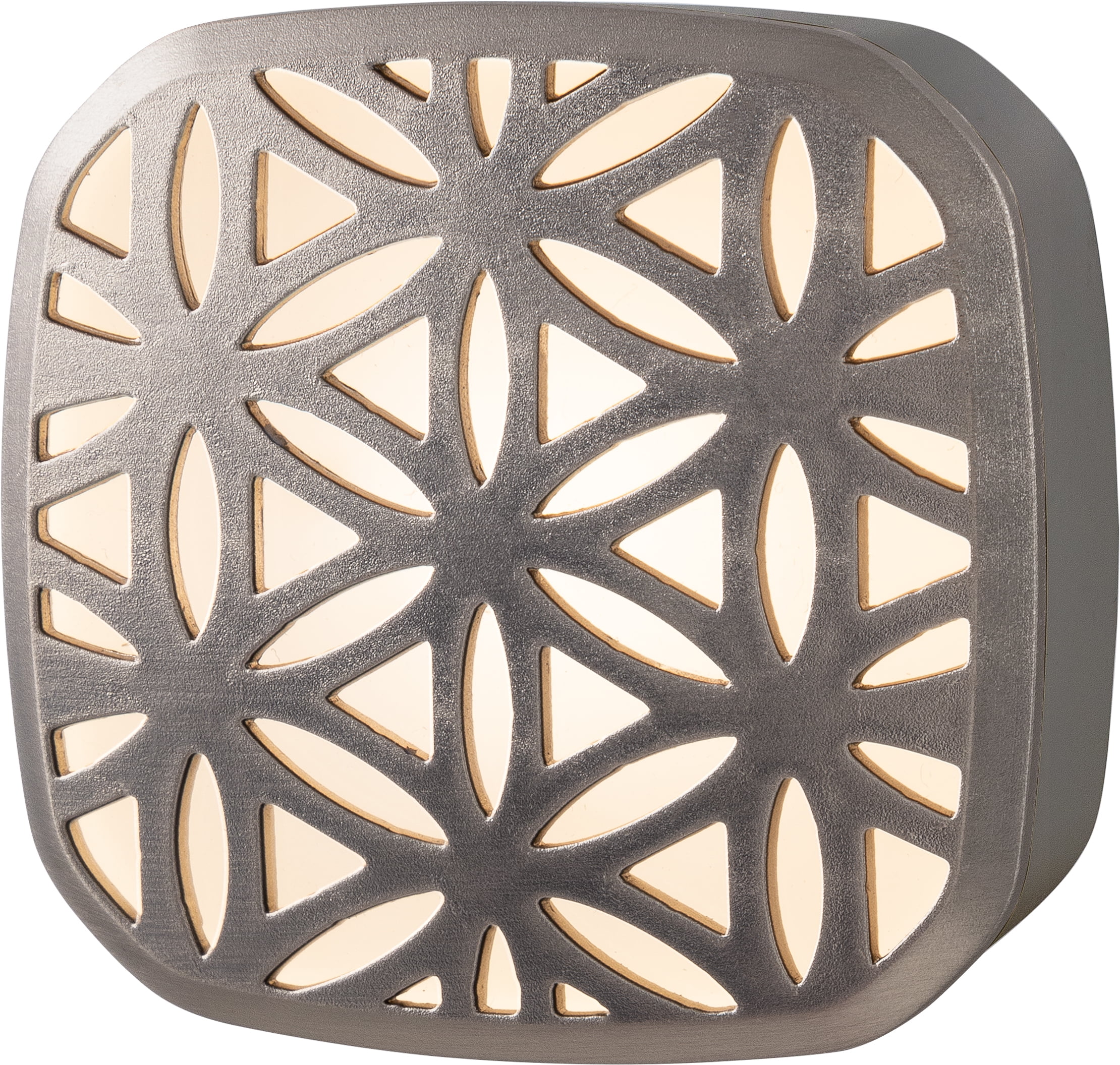 Better Homes & Gardens LED Night Light, Flower Design, Light Sensing, Satin Nickel, 2 in, 0.75 in