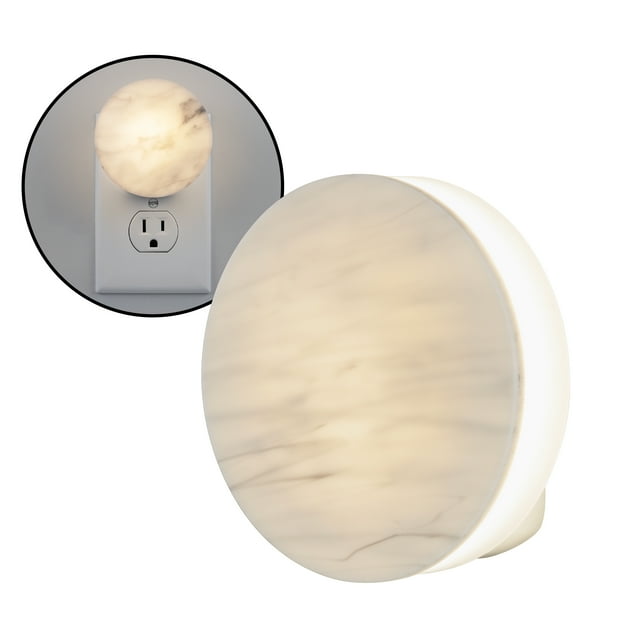 Better Homes & Gardens LED Night Light, Light Sensing, 4 in, Marble