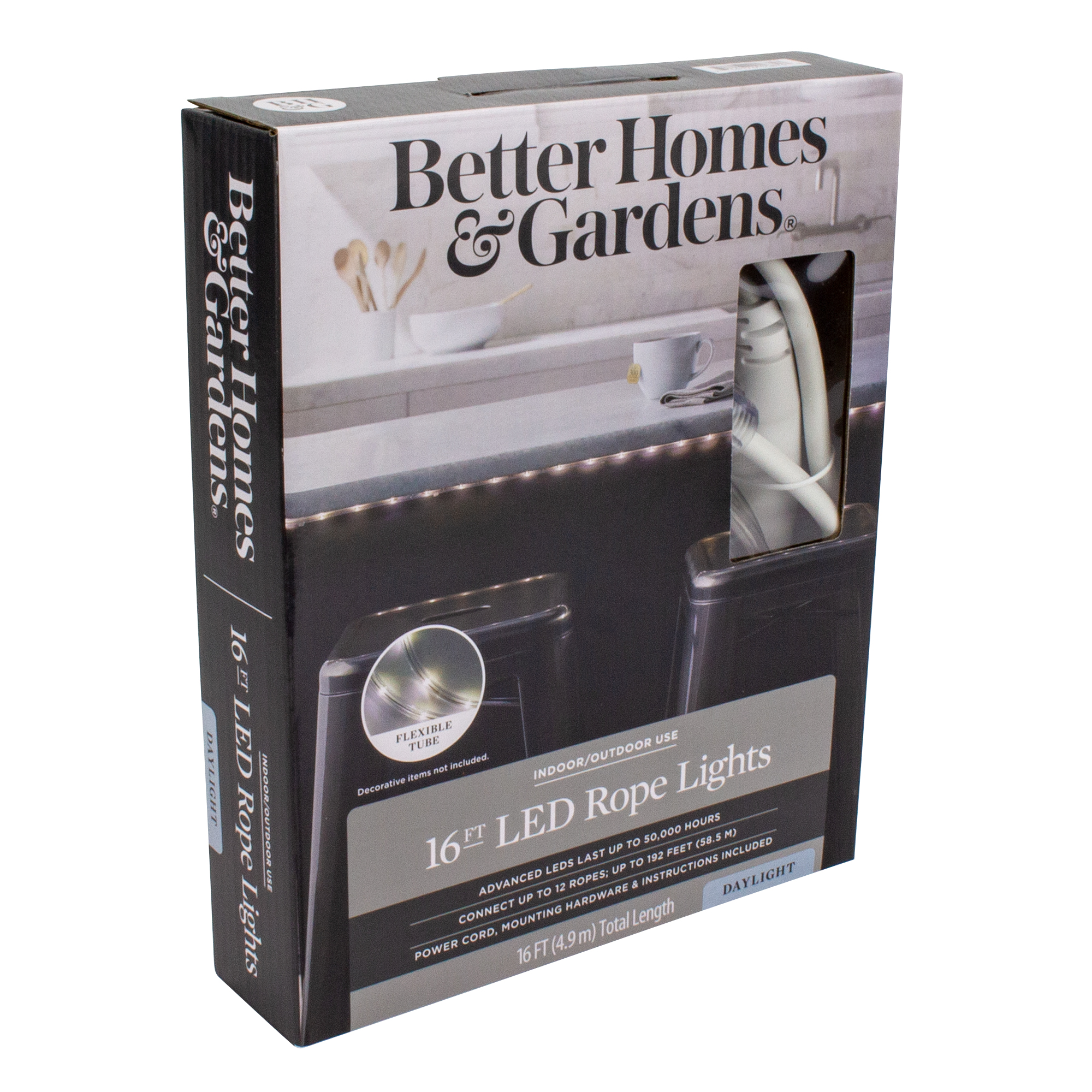 Better Homes & Gardens LED Rope Light, 16 ft, Plug-In, Daylight, 7.2 Watt
