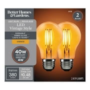 Better Homes & Gardens LED Vintage Light Bulb, A19 40 Watts Amber Classic Filament, E26, Dim - 4 Pk