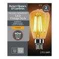 thumbnail image 1 of Better Homes & Gardens LED Vintage Light Bulb, ST12 40W Amber Filament, E12, Dim - 2 Pk, 1 of 11