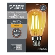 Better Homes & Gardens LED Vintage Light Bulb, ST12 40W Amber Filament, E12, Dim - 2 Pk