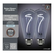 Better Homes & Gardens LED Vintage Light Bulb, ST19 40W Smoke Spiral Filament, E26, Dimmable - 4 Pk