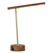 Better Homes & Gardens Modern LED Desk Lamp with Wood Grain Finish, USB & AC Outlet