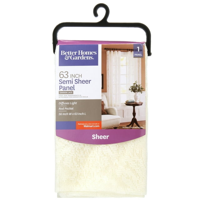 Better Homes & Gardens Lace Damask Curtain Panel, Cream