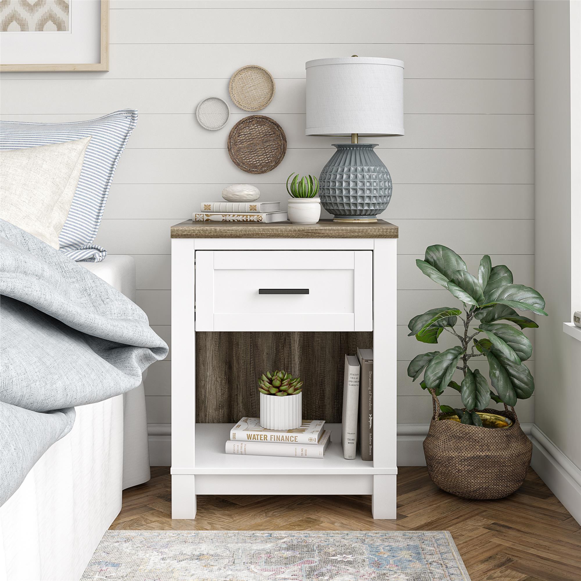 Better Homes & Gardens Juliet Nightstand with USB, Light Honey Finish