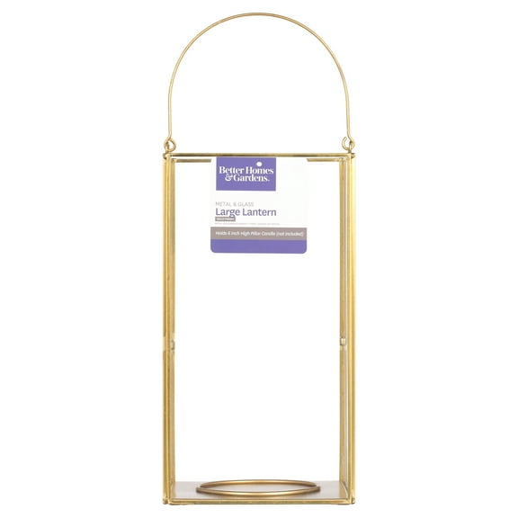 Better Homes & Gardens Large Gold Metal Lantern, Candle Holder