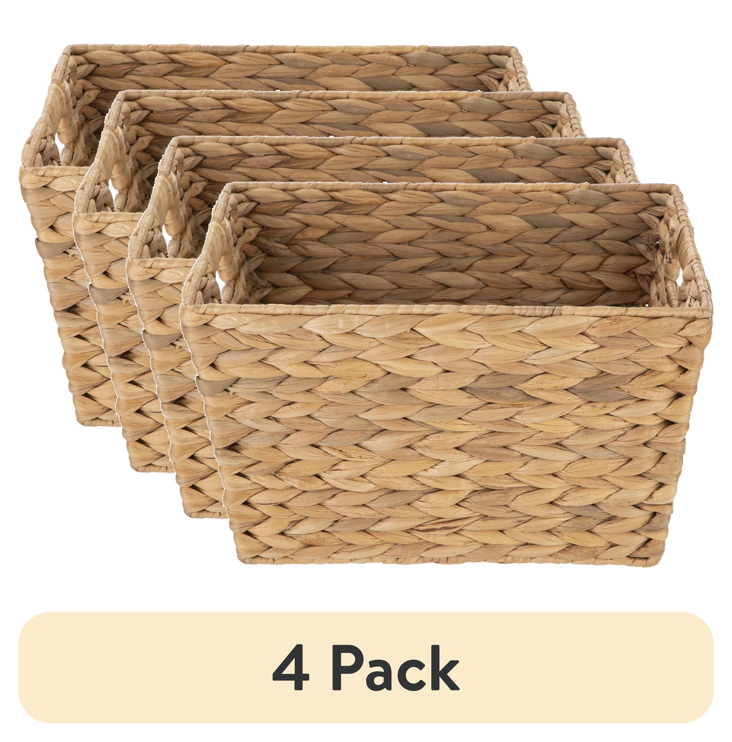 (4 pack) Better Homes & Gardens Large Hyacinth Storage Basket with Handles - Walmart.com