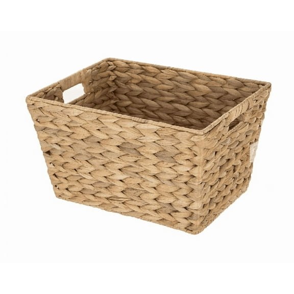 Better Homes & Gardens Large Water Hyacinth Decorative Storage Basket with Handles, 14 in x 11 in x 8.5 in