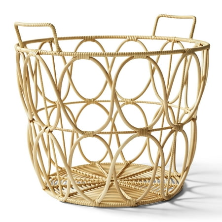 Better Homes & Gardens Large Poly Rattan Open Weave Storage Basket with Handles