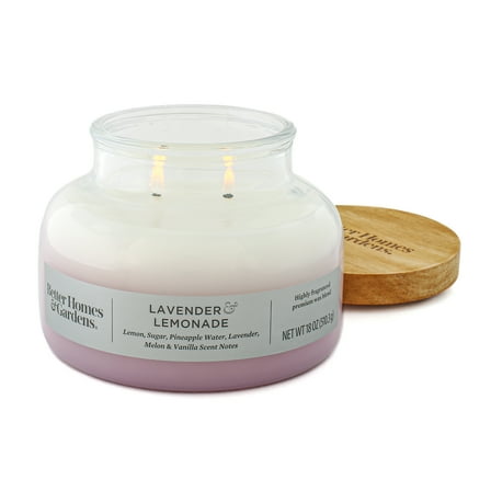 Better Homes & Gardens Lavender and Lemonade Scented 2-Wick 18oz Ombre Bell Jar Candle