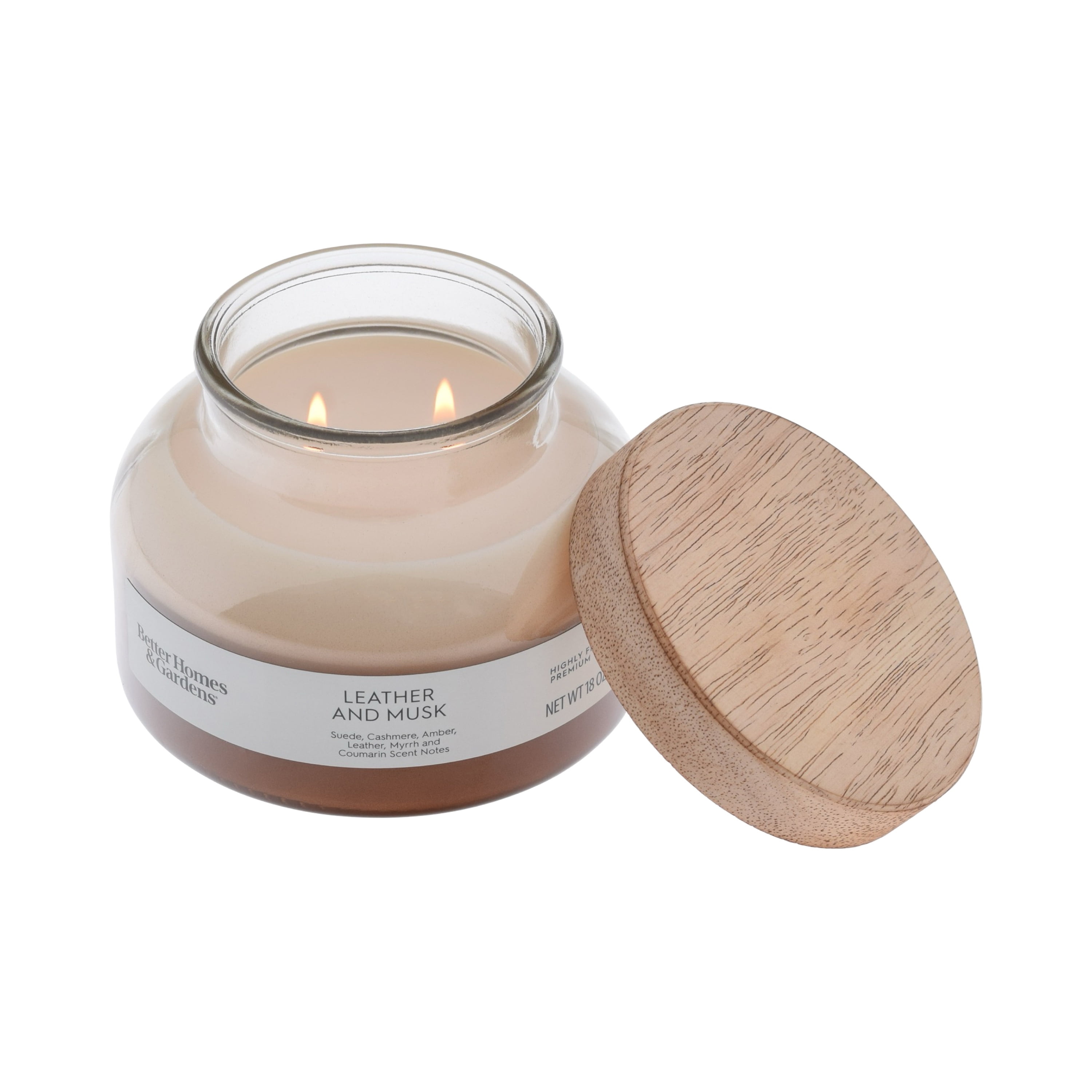 Better Homes and Gardens Leather and Musk Scented 2-Wick Ombre Jar Candle 18oz.