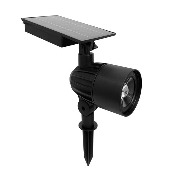 Better Homes & Gardens Leigh Solar Powered Black LED Landscape Spotlight with Adjustable Beam, 125 Lumens