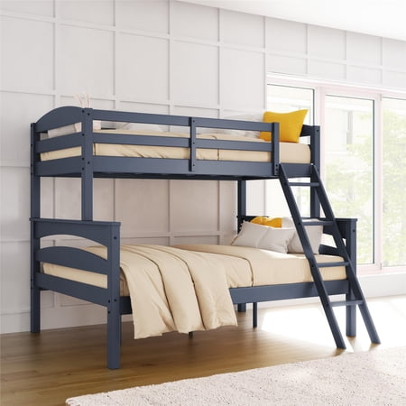 Better Homes & Gardens Leighton Kids' Convertible Twin-Over-Full Bunk Bed, Graphite Blue