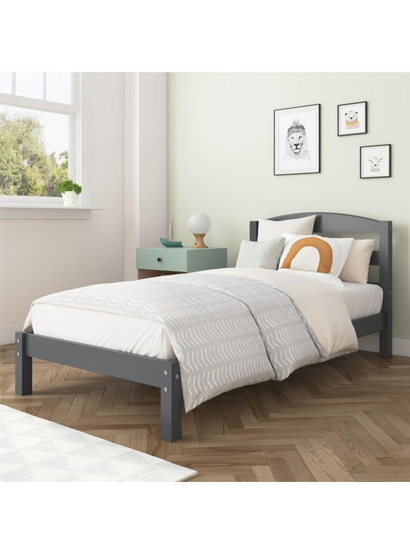 Better Homes & Gardens Leighton Kids Twin Size Bed, Wood Platform Bed Frame, Gray