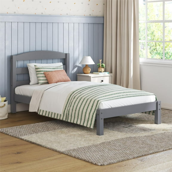 Better Homes & Gardens Leighton Kids Twin Size Bed, Wood Platform Bed Frame, Gray