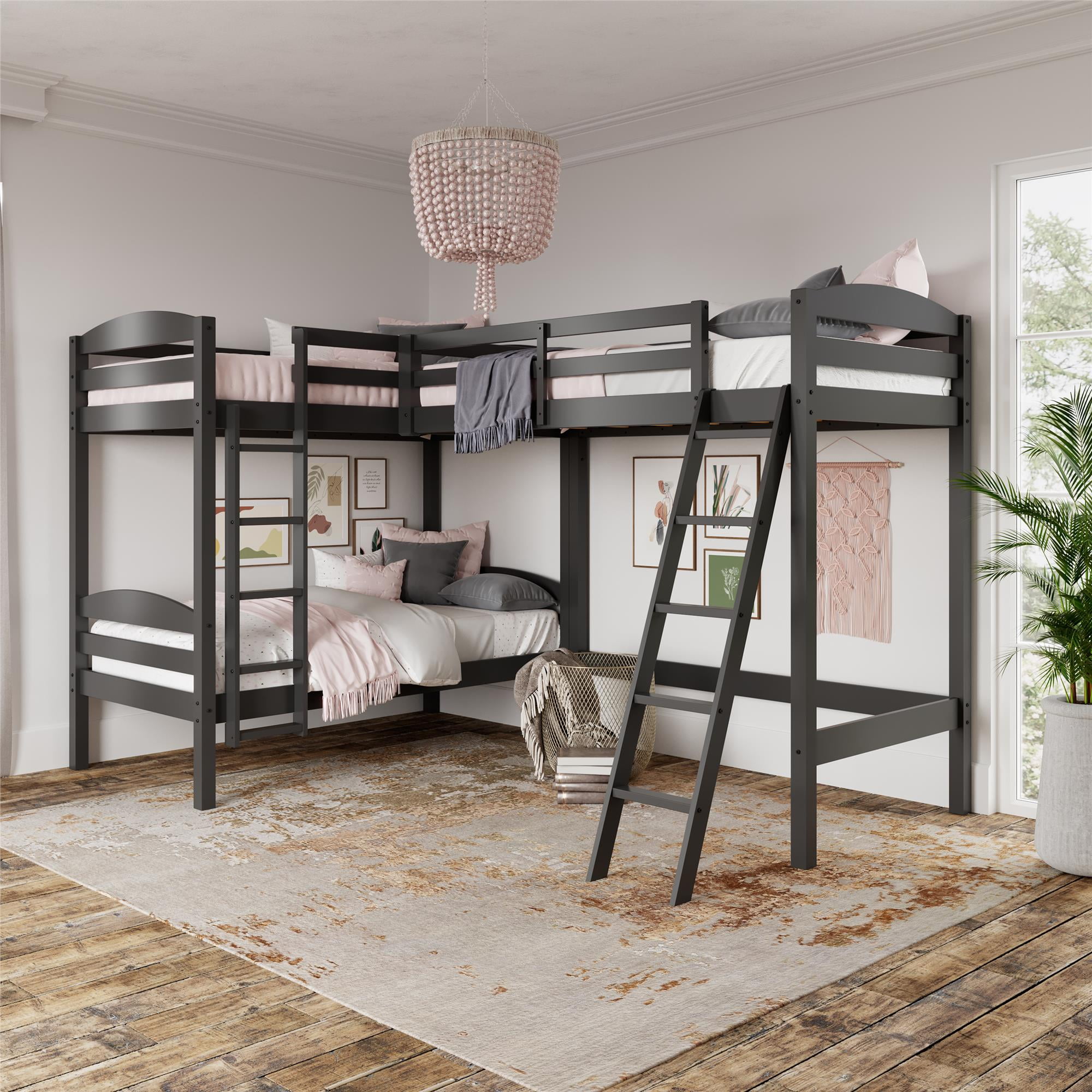 Better Homes & Gardens Leighton Kids' Wood Triple Bunk Bed, Twin Size