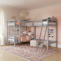 Better Homes & Gardens Leighton Kids' Wood Triple Bunk Bed (Twin Size, Gray)