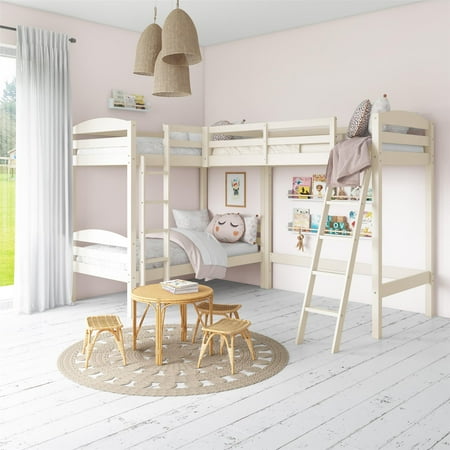 Better Homes & Gardens Leighton Kids' Wood Triple Bunk Bed, Twin Size, White
