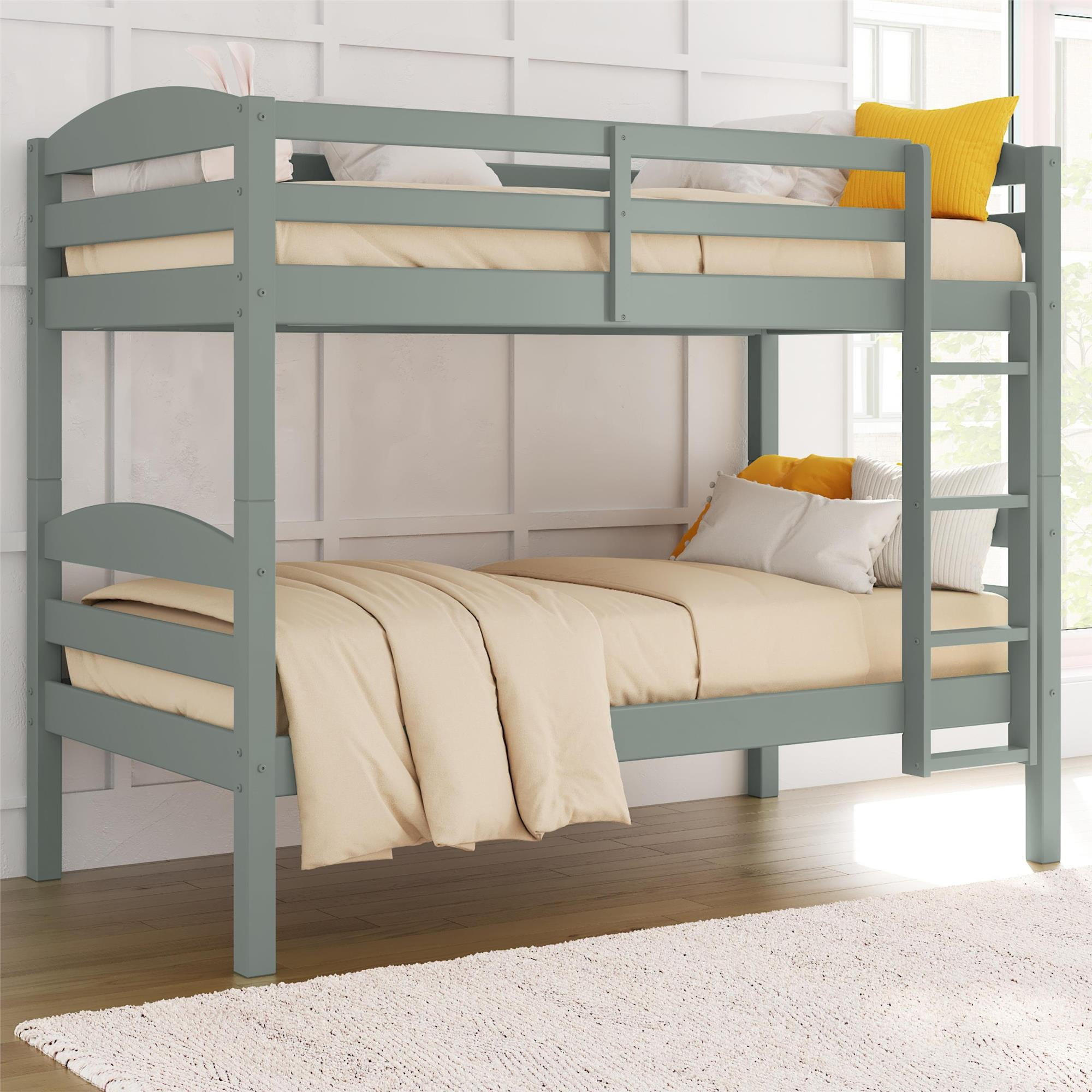 Max and Lily Classic Twin Over Twin Low Bunk with Easy Slide - Walnut