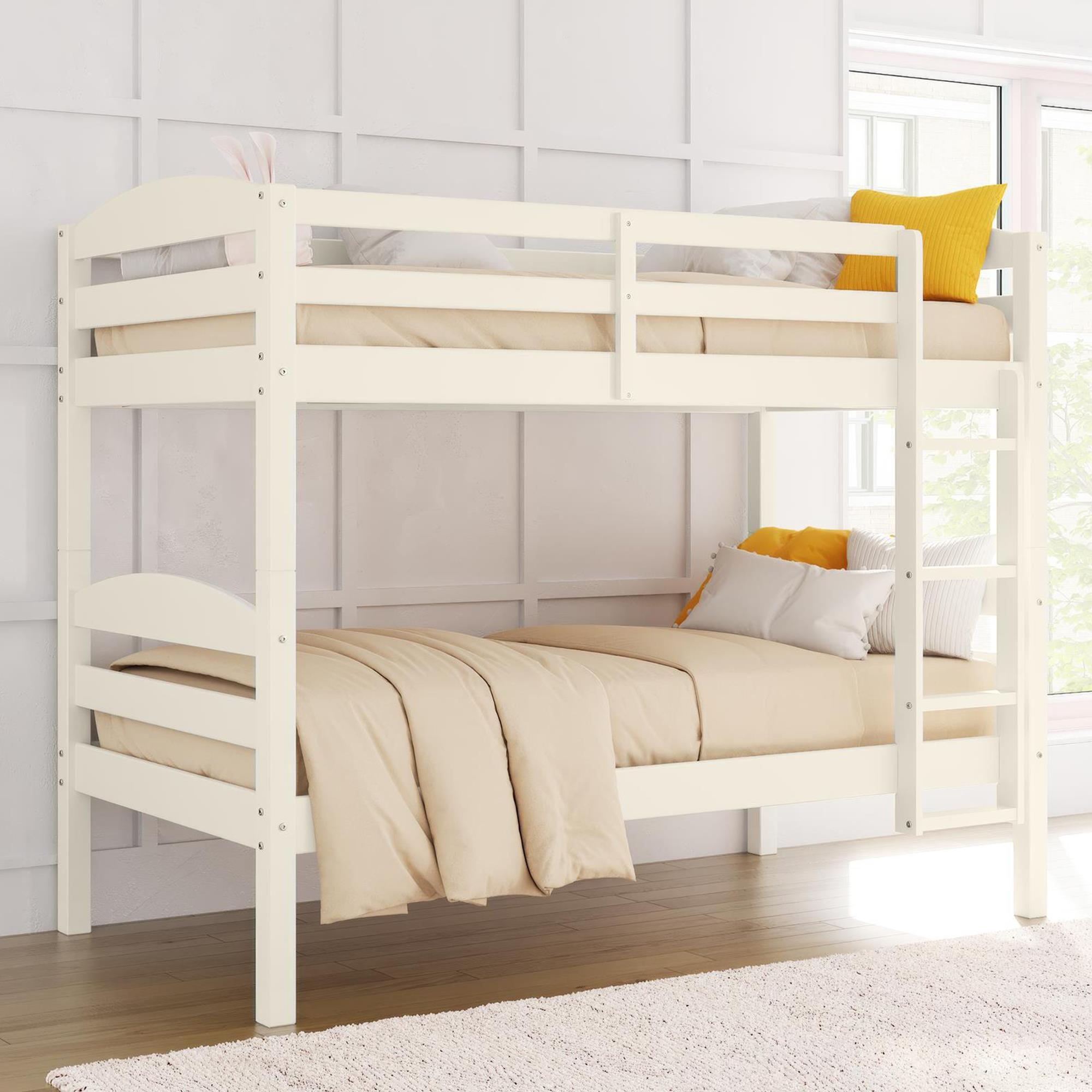 Better Homes & Gardens Leighton Solid Wood Twin-over-Twin Convertible Bunk Bed, White - image 1 of 24