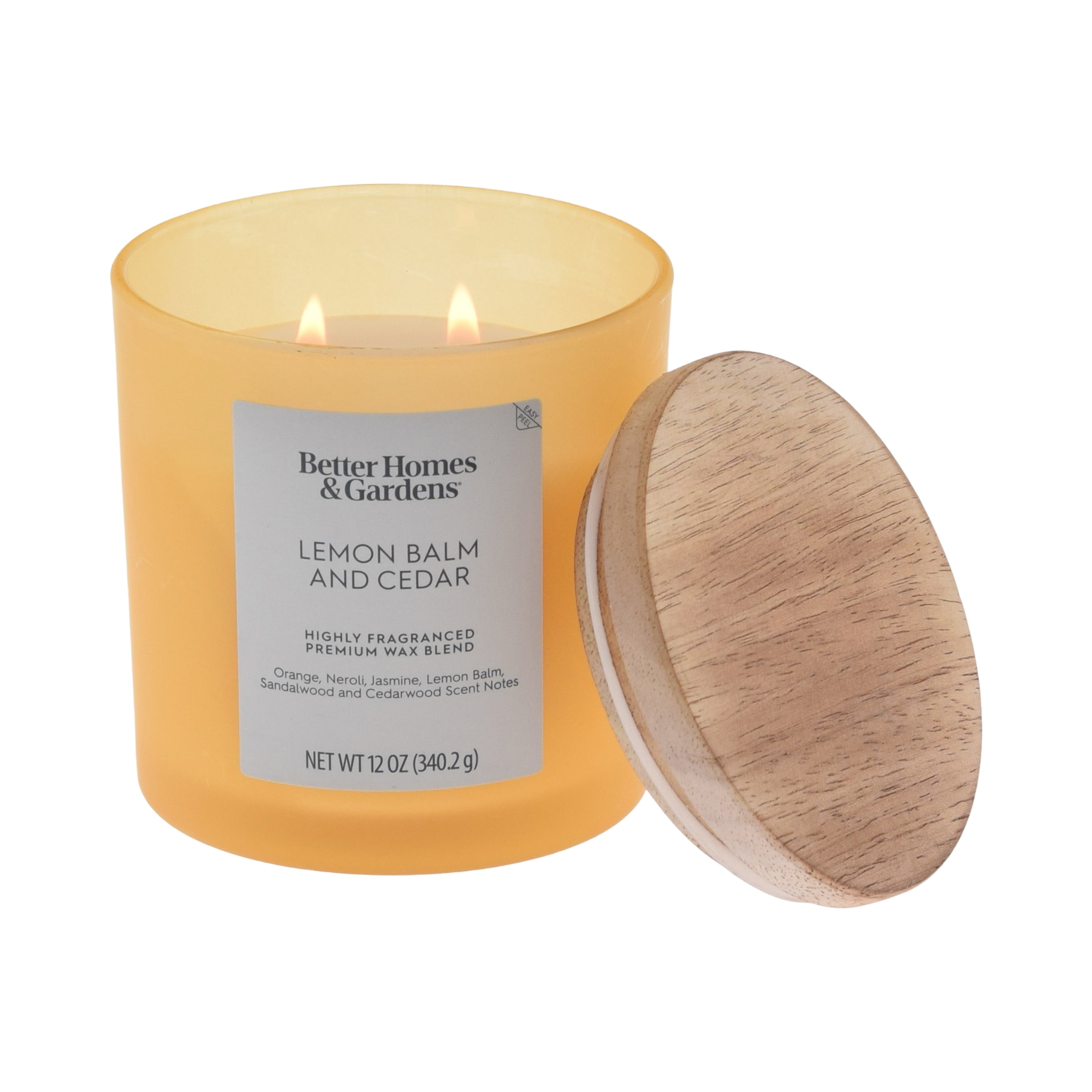 Better Homes and Gardens Lemon Balm and Cedar Scented 2-Wick Frosted Jar Candle 12oz.