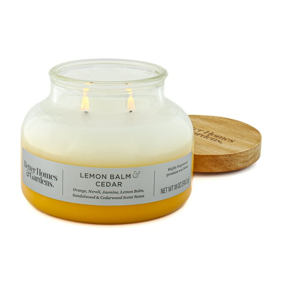 Better Homes & Gardens Lemon Balm & Cedar Scented 2-Wick 18oz Ombre Bell Jar Candle